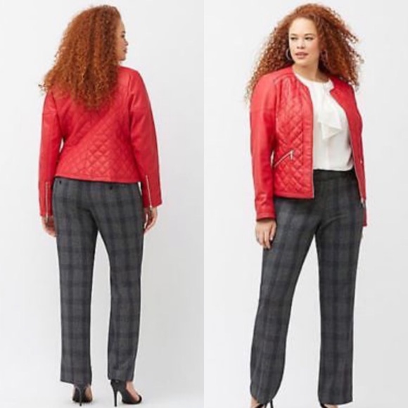 Lane Bryant Jackets & Blazers - Lane Bryant Red Quilted Faux Leather Moto Sz 18/20